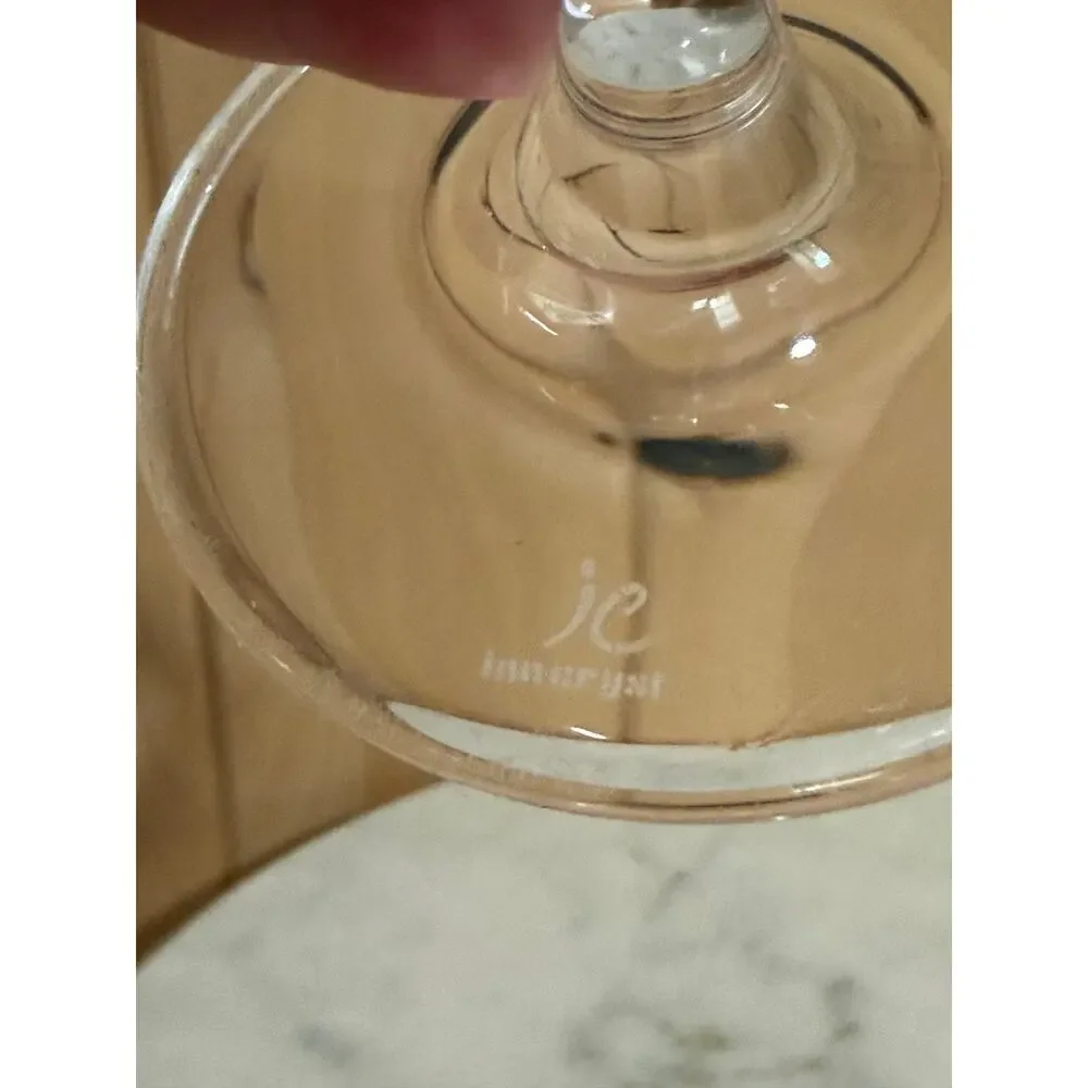 JC Inn Crystal Wine Glass Signed - Set of 2